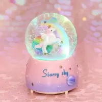 独角兽水晶球情侣音乐盒旋转八音盒飘雪女孩女友女生日儿童节