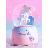 六一儿童节水晶球音乐盒飘雪刻字女孩发光八音盒闺蜜生日女生