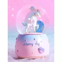 六一儿童节水晶球音乐盒飘雪刻字女孩发光八音盒闺蜜生日女生