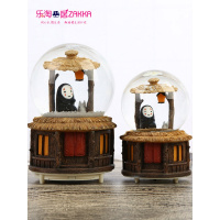 送女孩雪花守护旋转无脸男音乐盒八音盒带灯飘雪水晶球生日