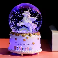 水晶球音乐盒八音盒带雪花可发光天空之城生日女生儿童女孩