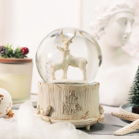 欧式熊鹿水晶球摆件音乐盒带雪花可爱八音盒女生男生日儿童节