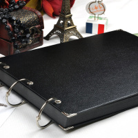 加厚黑色白色内页铁环手工diy粘贴相册本情侣旅行纪念册 送角贴笔