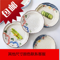 4个装 日式餐具盘子菜盘家用手绘釉下彩创意陶瓷不规则菜盘子碟子