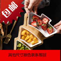北欧创意竹木圣诞树果盘家用餐具托盘陶瓷点心盘水果沙拉盘零食盘