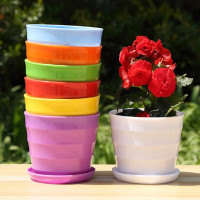 【小号5个装】花盆特价清仓彩色塑料大号花盆室内阳台盆栽树脂塑料花盆种菜盆玫瑰花月季蔷薇多肉绿萝绿植花卉仿真花仿陶瓷创意