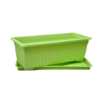 新料绿色+拖盘 大号45cm 种菜神器阳台室内蔬菜种植花盆长方形种菜盆塑料长条盆蔬菜阳台种植箱加厚塑料特大花盆托盘种花盆