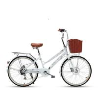 自行车男女式24寸单速变速双碟刹城市淑女学生轻便复古单车