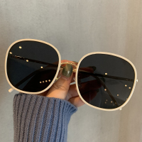 好奇新款韩版白色墨镜女街拍时尚圆框眼镜大脸素颜太阳镜