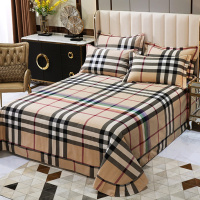 秋冬纯棉床单单件加厚全棉磨毛双人床1.8米1.5m格子条纹1.2被单子