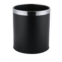 不锈钢阻燃家用垃圾桶酒店客房宾馆KTV无盖钢圈复古中式垃圾桶