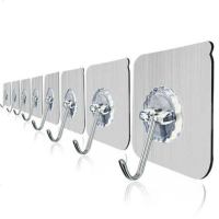 [抢完1000恢复]粘钩无痕挂钩粘贴厨房墙壁粘钩贴挂钩 透明无痕款(5个)