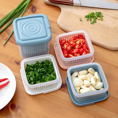 冰箱葱花保鲜盒葱姜蒜收纳盒沥水密封厨房金铂喜蔬菜食品整理箱