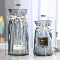金铂喜二件套欧式玻璃花瓶透明彩色水培植物花瓶客厅装饰摆件插花瓶 24折纸贴标折纸灰色