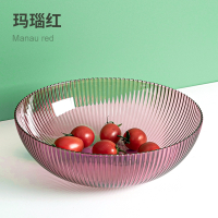 网红水果盘家用客厅茶几水果果盘零食托盘金铂喜糖果干果轻奢简约ins风 圆盘-玛瑙红-升级大容量