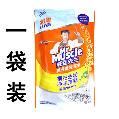 威猛先生(Mr Muscle)厨房重油污净补充包装强力去油污垢家用洗抽油烟机清洁剂_420g