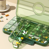 药盒米魁便携一日三餐随身药品分装盒一周七天吃药提醒盒大容量分药器收纳盒