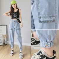 九分牛仔裤女宽松泫雅老爹裤秋季高腰工装直筒萝卜束脚哈伦裤
