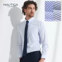 诺帝卡/NAUTICA TAILORED衬衫男士舒适条格纹上班商务正装长袖衬衫