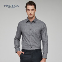 诺帝卡/NAUTICA TAILORED衬衫男士磨毛净色四季上班商务百搭正装长袖衬衫