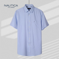 诺帝卡/NAUTICA TAILORED短袖衬衫男士净色舒适商务正装短袖衬衫