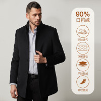 Nautica Tailored秋冬新品男士中长款水貂毛领白鸭绒保暖毛呢大衣