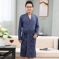 [XL-4XL]浴袍男士睡衣睡袍男秋季新品长袖长款棉质加肥加大中老年家居服