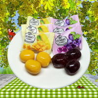 雅伯纯果葡萄芒果味水果汁软糖结婚喜糖果约个散装食 芒果味