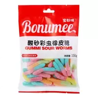 宝奴咪酸砂彩虫橡皮软糖休闲糖果坤坤毛毛虫果汁软糖QQ糖 酸砂彩虫3包