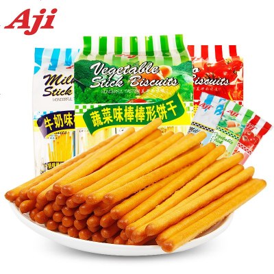 Aji棒棒形手指饼干休闲食品儿童磨牙棒网红食小吃 3口味混合3袋(约36小包).