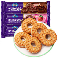 真巧饼干酱心曲奇草莓牛奶巧力 休闲食糕点省 真巧酱心曲奇120g*5袋（草莓）