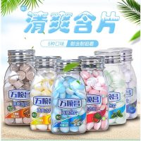 万顺昌爽口含片薄荷糖口气糖清爽含片维c糖果压片糖水果糖瓶 西瓜味*4瓶