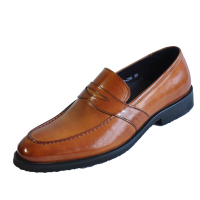公牛乐途2020轻奢定制英伦男鞋头层牛皮休闲皮鞋男套脚真皮棕色商务正装皮鞋男商务鞋