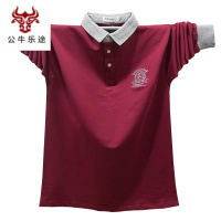 公牛乐途2020秋冬特大潮胖商务纯棉长袖翻领宽松Polo衫加肥加大码T恤肥佬男装