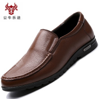 公牛乐途2020冬季真皮防滑耐磨男皮鞋透气保暖休闲鞋软底爸爸鞋豆豆鞋韩版