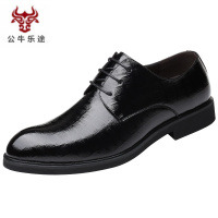 公牛乐途2020秋季男鞋韩版真皮商务正装英伦上班黑色潮鞋婚礼男士休闲小皮鞋男