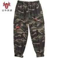公牛乐途2020工装裤男加肥加大码胖子宽松迷彩小脚军迷长裤肥佬休闲裤34567xl