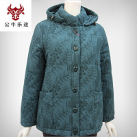 公牛乐途2020妈妈装秋冬纯棉加厚外套中老年女装棉衣茄克连帽棉衣袄奶奶装棉服