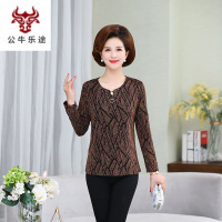 公牛乐途2020春秋薄款妈妈装长袖打底衫40岁50气质中老年女装T恤洋气百搭上衣