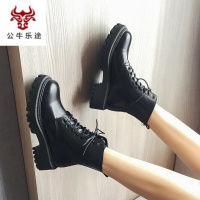 公牛乐途马丁靴女潮ins酷2020年新款英伦风厚底春秋季单靴瘦瘦短靴子秋鞋