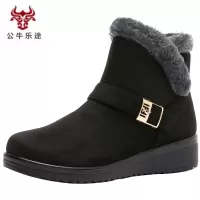 公牛乐途2020中老年轻便高帮奶奶棉鞋女冬防滑平底软底妈妈鞋冬季加绒加厚保暖