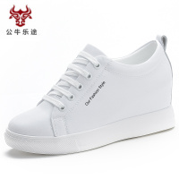 公牛乐途2020新款真皮内增高小白鞋女韩版厚底百搭休闲鞋透气旅游运动鞋女