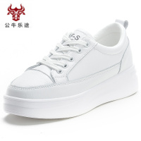 公牛乐途2020秋冬新款真皮内增高小白鞋女韩版厚底松糕百搭休闲鞋学生板鞋
