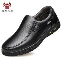 公牛乐途中老年人简约舒适皮鞋男真皮休闲男鞋2020春季新款男士软底爸爸鞋