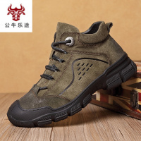 公牛乐途2020棉鞋男冬季保暖加绒加厚高帮户外皮鞋男真皮羊毛一体休闲鞋