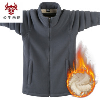 公牛乐途2020冬季胖子男士大码夹克加绒加厚开衫休闲保暖卫衣抓绒外套肥佬男装