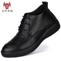公牛乐途2020高帮皮鞋男真皮头层牛皮冬季加绒保暖中年休闲爸爸鞋短靴马丁靴