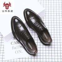 公牛乐途2020冬季布洛克男鞋花英伦潮鞋休闲商务正装皮鞋男士尖头黑色婚礼鞋