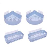 卫生间置物架免打孔壁挂无痕三角收纳架浴室厨房肥皂盒墙上置物架 北欧蓝 长1个装