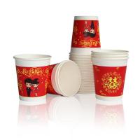 喜庆杯 4袋精装加厚(160只) 一次性纸杯环保加厚茶水杯多色家用商用广告批办公室喝水杯整箱